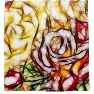 Cortina De Ducha Arte floral abstracto amarillo luz resplandor