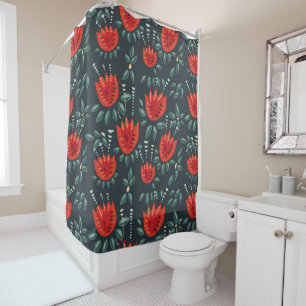 Cortina De Ducha Arte floral de tulipanes rojos caprichosos - Prima