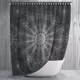 Cortina De Ducha Arte floral esparkling negro