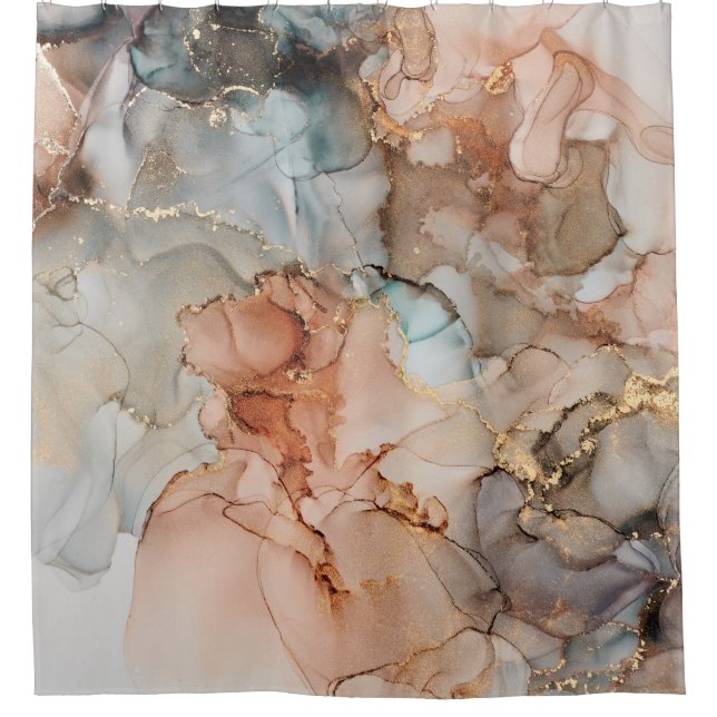 Cortina De Ducha Arte fluido abstracto de lujo natural en alco (Anverso)