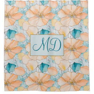 Cortina De Ducha Arte fluido floral moderno pastel arte de baño