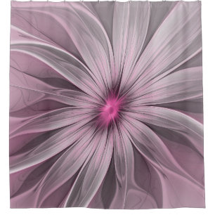 Cortina De Ducha Arte fractal floral de ciruela abstracta flor fant