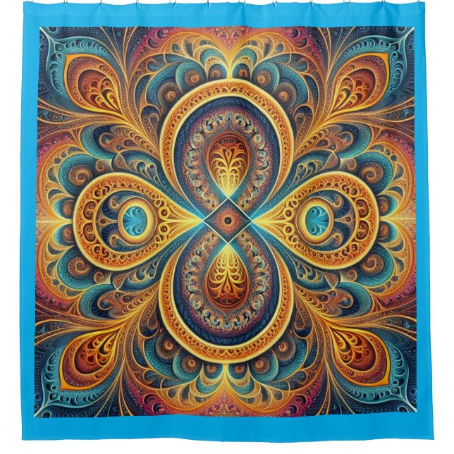 Cortina De Ducha Arte fractal vibrante (Anverso)