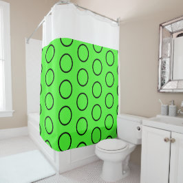 Cortina De Ducha Arte geométrico verde lima blanco brillante blanco