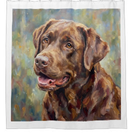 Cortina De Ducha Arte Impresionista de Labrador Retriever de Chocol