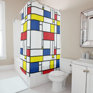 Cortina De Ducha Arte Moderno De Stijl Geométrico Minimalista Mondr