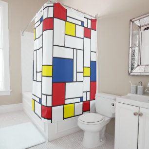 Cortina De Ducha Arte Moderno De Stijl Geométrico Minimalista Mondr