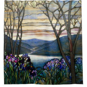 Cortina De Ducha Arte Nouveau de los iris de las magnolias del
