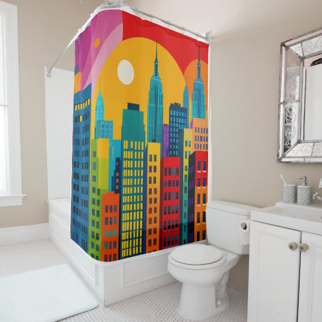Cortina De Ducha Arte Pop de Nueva York (In situ)