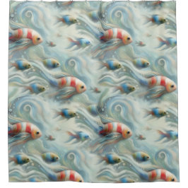 Cortina De Ducha Arte subacuático de peces y corales en pinturas ac