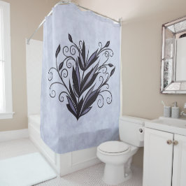 Cortina De Ducha Arte vegetal gótico - Swirl floral negro y púrpura