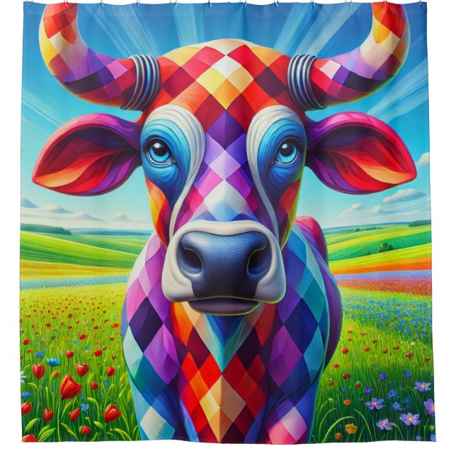 Cortina De Ducha Artsy Cow (Anverso)