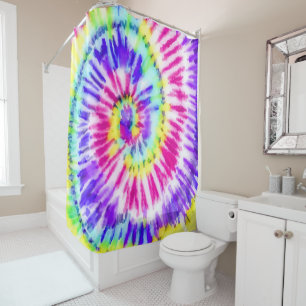 Cortina De Ducha Artsy Neon Rainbow Tie Dye Watercolor Pattern