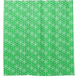 Cortina De Ducha Asanoha japonés o patrón estelar - verde jade