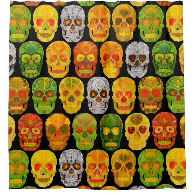 Cortina De Ducha Aspen Leaf Skulls sin fisuras patrón 2018 (Anverso)