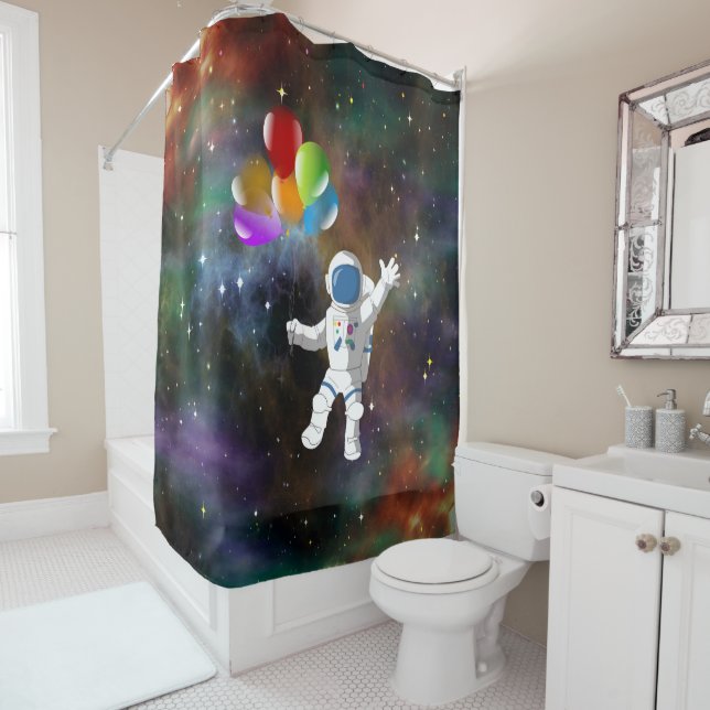 Cortina De Ducha Astronauta con globos (In situ)