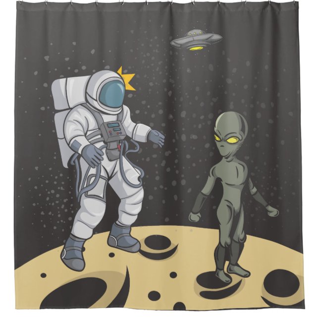 Cortina De Ducha Astronauta y alienígena    (Anverso)