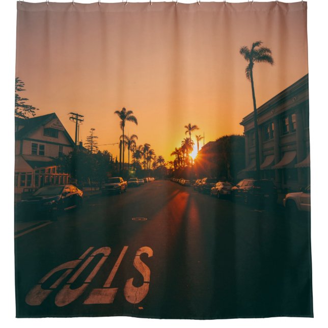 Cortina De Ducha Atardecer en el horizonte (Anverso)