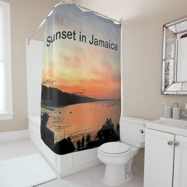 Cortina De Ducha Atardecer en Jamaica (In situ)