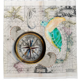 Cortina De Ducha Atlas de la tortuga de mar