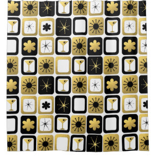 Cortina de ducha atractiva retra del oro