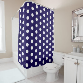 Cortina De Ducha Audaces puntos de polka blanco en azul marino