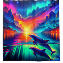 "Aurora Dolphin Sunset - Vibrante arte oceánico"