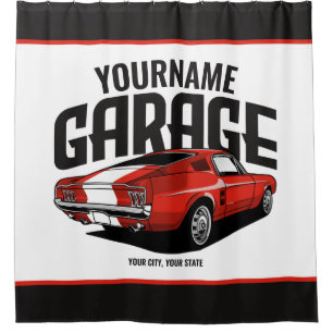 Cortina De Ducha Auto muscular personalizado 1967 Red Fastback Gara