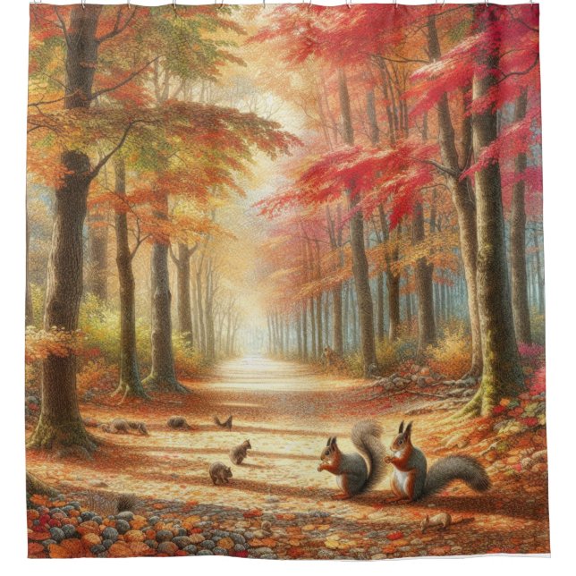 Cortina De Ducha Autumn Forest Path Shower Curtain Liner (Anverso)