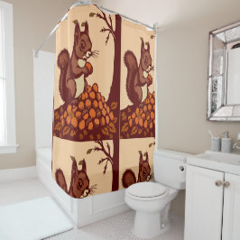 Cortina De Ducha 🐿️ Autumn Squirrel Shower Curtain - Bathroom deco