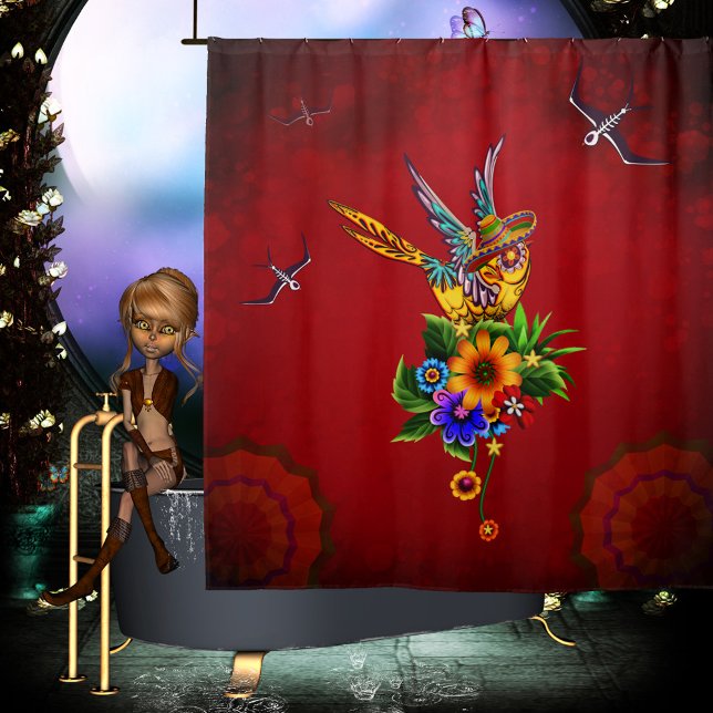 Cortina De Ducha Ave gorrona (Sugar skull bird)