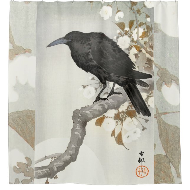 Cortina De Ducha Ave japonesa Crow Raven Koson (Anverso)