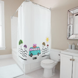 Cortina De Ducha Aventuras costeras: viajes por el sol, el mar y la