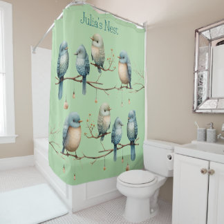 Cortina De Ducha Aves extravagantes en ramas Elegancia intemporal