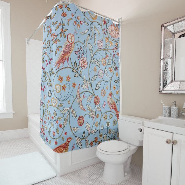 Cortina De Ducha Aves y flores, William Morris (In situ)