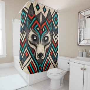 Cortina De Ducha Aztec Wolf Face