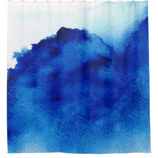 Cortina De Ducha Azul acuarela de énfasis de orientación (Anverso)