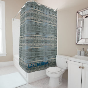 Cortina De Ducha Azul Beige Gris Negro del Agua del Lago