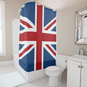 Cortina De Ducha Azul blanco rojo de la bandera BRITÁNICA clásica