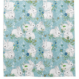 Cortina de ducha azul Bunny