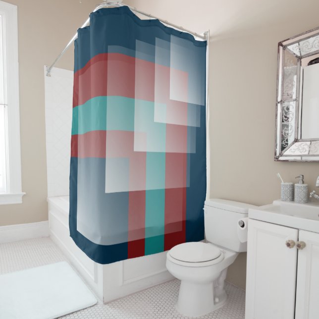 Cortina De Ducha azul burdeos verde azulado (In situ)