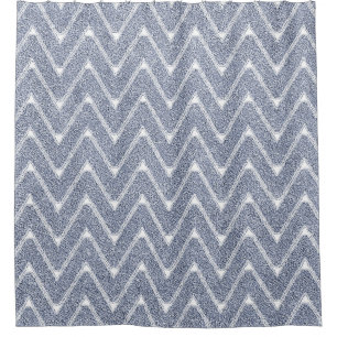 Cortina De Ducha Azul Chevron de mezclilla polvoriento