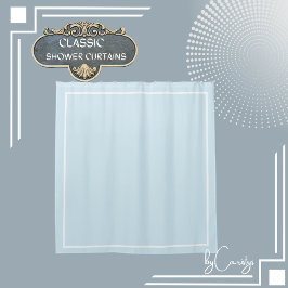 Cortina De Ducha Azul claro con borde blanco