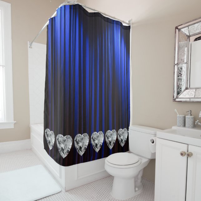 Cortina de ducha azul de diamante blanco (In situ)