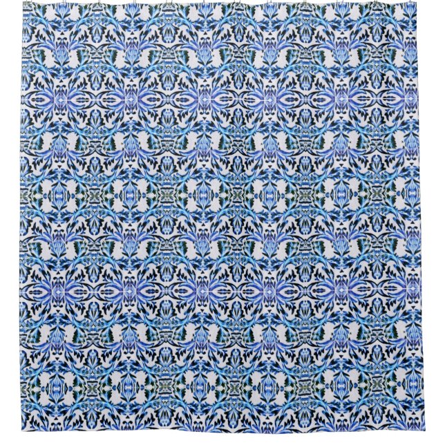 Cortina de ducha azul de hoja enrollada (Anverso)