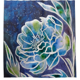 Cortina De Ducha Azul de la Marina de Dahlia Verde azulada color de