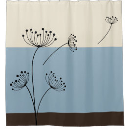 Cortina De Ducha Azul de la pizarra, marfil y Wildflower de Brown