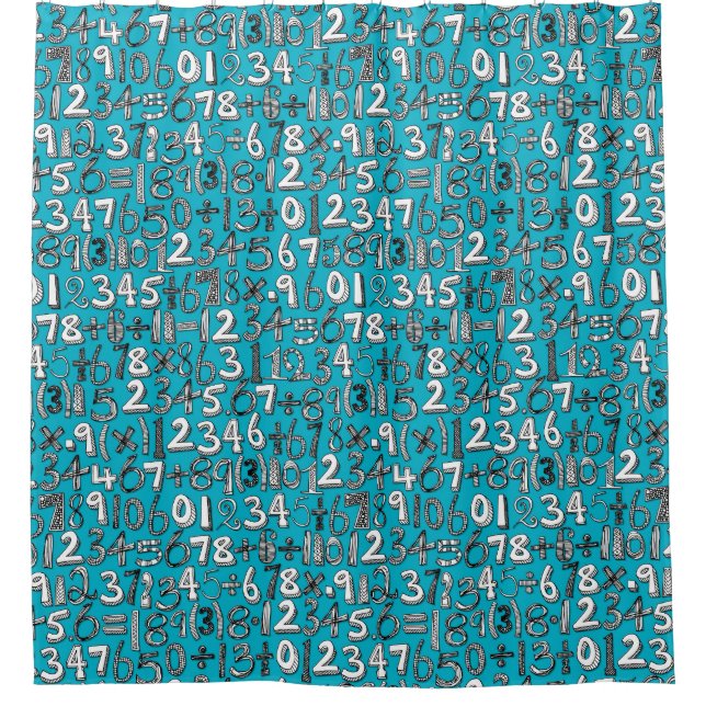 Cortina De Ducha azul del doodle de la matemáticas (Anverso)