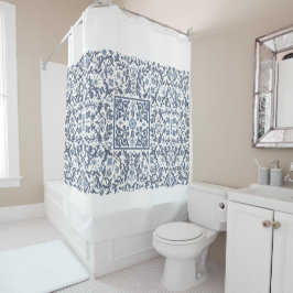 Cortina De Ducha Azul Denim Floral