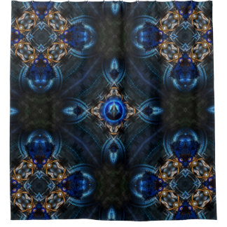 Cortina de ducha azul dorada Kaleidoscope